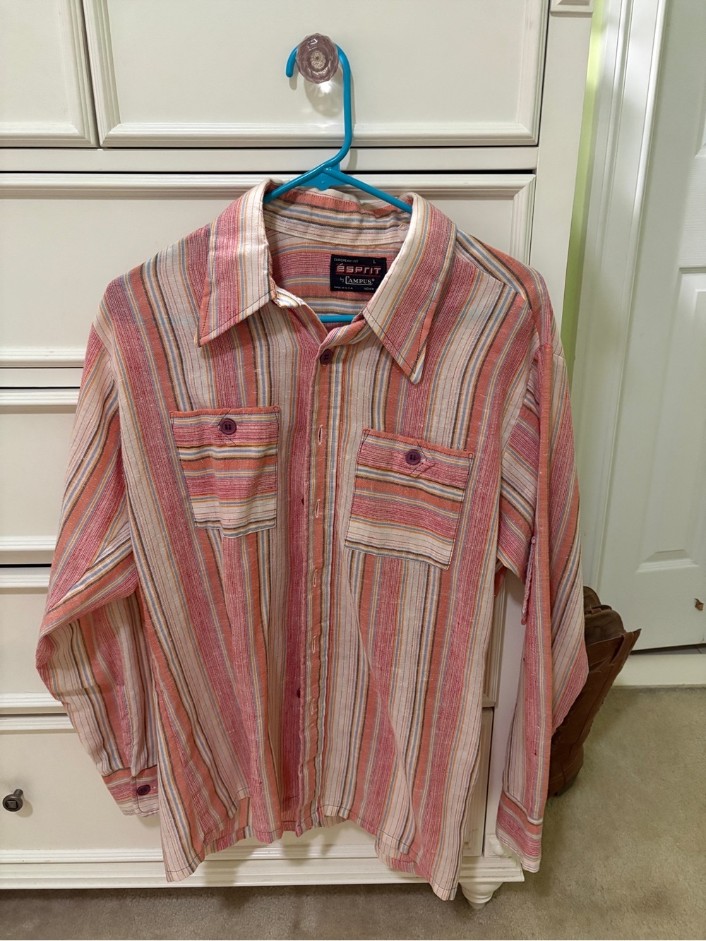 Esprit Coral & Cream Striped Button-Front Shirt